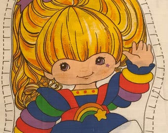 Hard to find Rainbow Brite doll, hallmark Rainbow Brite. Rainbow brite fabric panel. Rainbow brite fabric, Sold separately. New old stock.