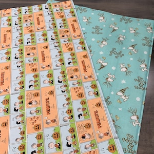 New reversible quilted handmade table runner, Christmas/ Halloween, Charlie Brown. Peanuts gang. Snoopy