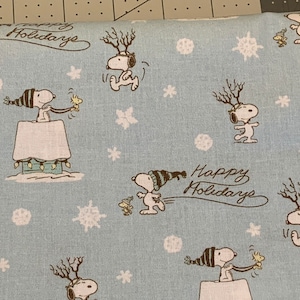Snoopy and Woodstock Fabric: Happy Holidays Peanuts Print