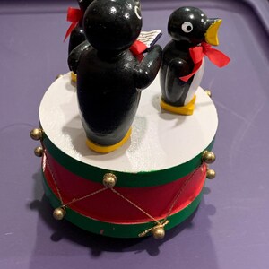 Vintage wooden music box. Train music box. Pig. Vintage enesco 1970s.