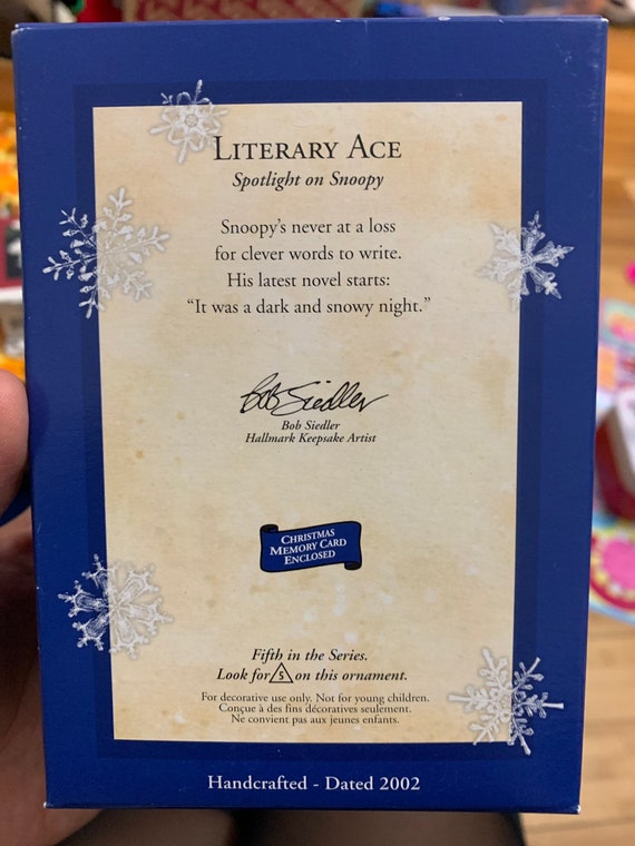 Peanuts Christmas Literary Ace Hallmark Christmas Ornaments Etsy