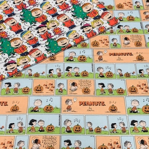 New reversible quilted handmade table runner, Christmas/ Halloween, Charlie Brown. Peanuts gang. Snoopy