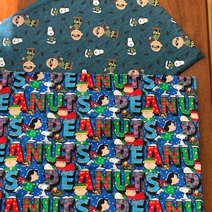 New REVERSIBLE table runner/ table topper. CHRISTMAS and HALLOWEEN. Peanuts/ Snoopy fabrics. Fall and winter fabrics.