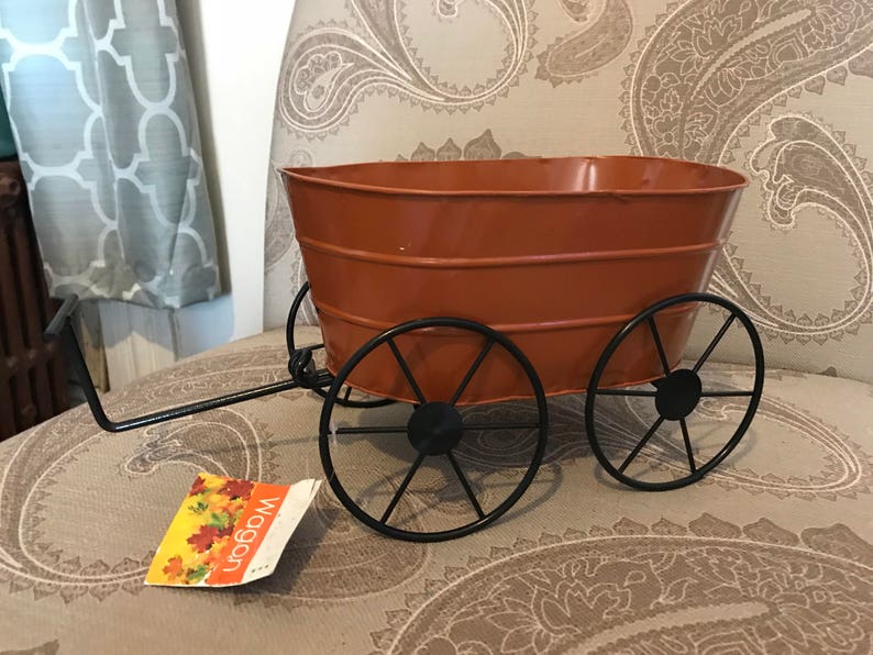 Pair of fall Halloween wagons orange wagons harvest centerpiece. fall decorations
