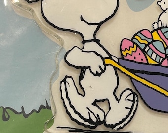 Vintage Snoopy Peanuts Stained Glass Clock: Danbury Mint