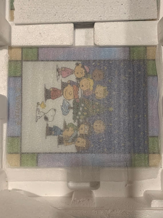 Vintage Snoopy Peanuts Stained Glass Clock: Danbury Mint