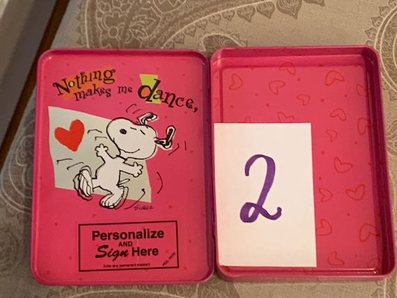 Vintage Snoopy & Woodstock Tin Box, Valentines Peanuts Collectible. Valentines day gift.