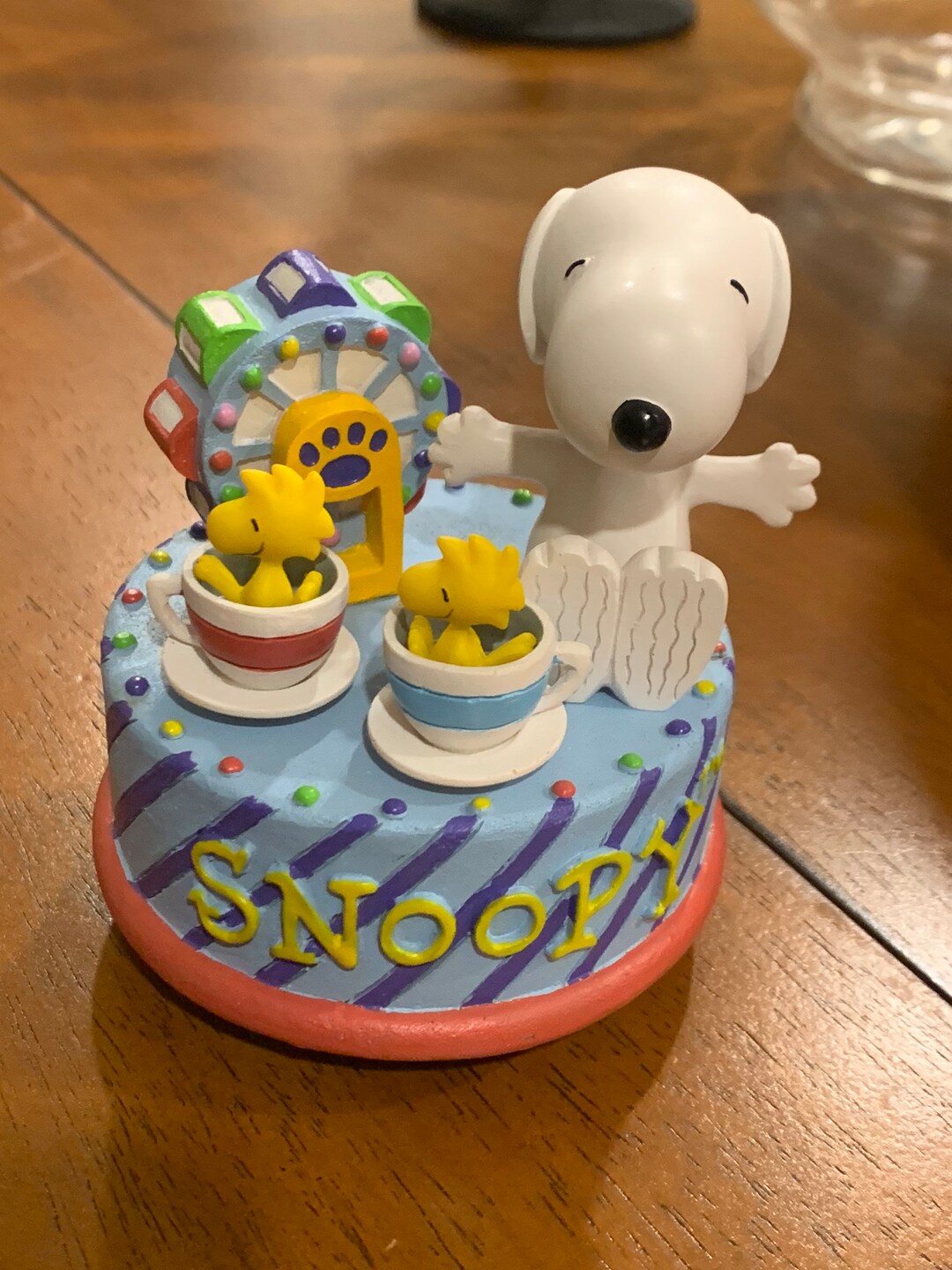 Ceramic Snoopy Music Box Musical Teacup Ride & Ferris Wheel. Etsy