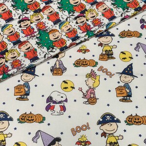 New reversible quilted handmade table runner, Christmas/ Halloween, Charlie Brown. Peanuts gang. Snoopy