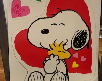 Vintage Snoopy Peanuts Stained Glass Clock: Danbury Mint