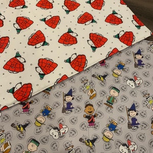 NEW Handmade REVERSIBLE quilted table topper table runner. Snoopy Christmas decorations/Halloween fabric, peanuts decorations New fabric.