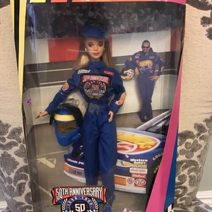 Vintage Barbie doll, Hot wheels doll, Hot Wheels Barbie doll, unopened Barbie doll, Nascar 50th anniversary.