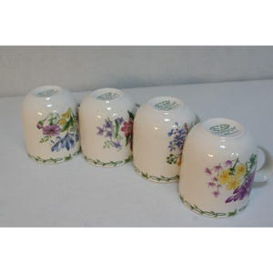 VTG Thomson Pottery China Floral Garden Lily Iris 4" Coffee Tea Mugs Cups Set of 4