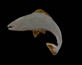 Fishing Memorabilia Leaping Salmon Fish Handmade Fishing/Angling Cut Coin Lapel Badge/Tie/Tie Pin Tack Gold and Silver Plated Irish 10 Pence
