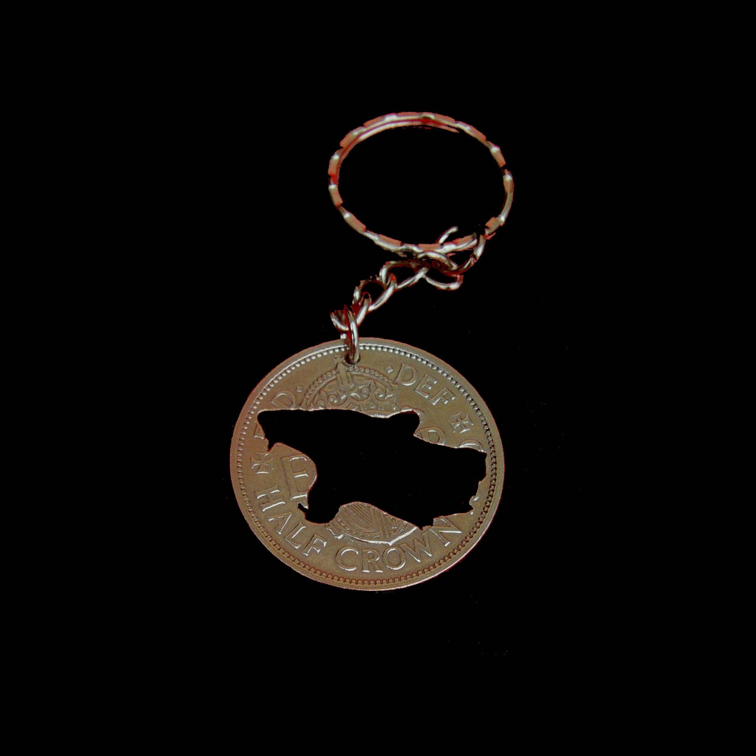 小物 ANIMAL HEAD KEYCHARM Tigers Head Jungle Animal Handmade Cut Coin Animal Key Chain