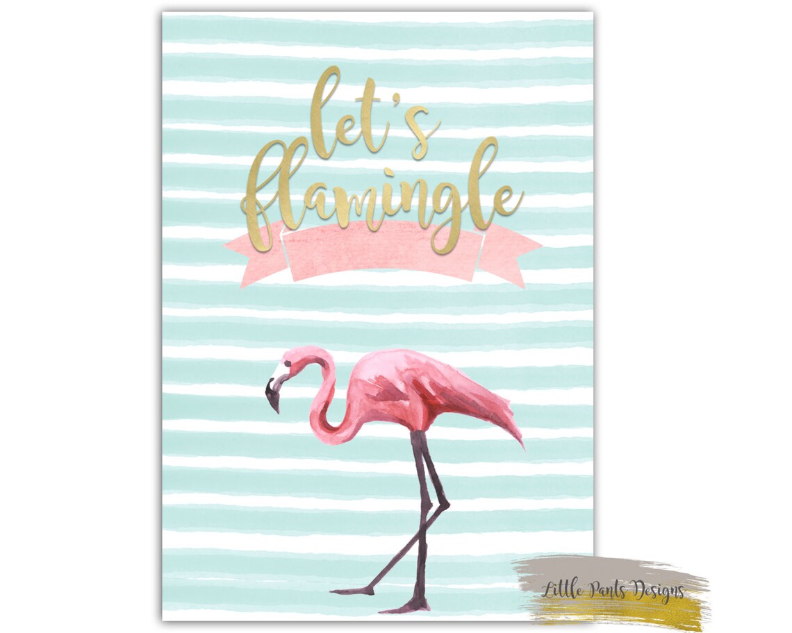 Flamingo Let's Flamingle Decor Print Nursery | Etsy