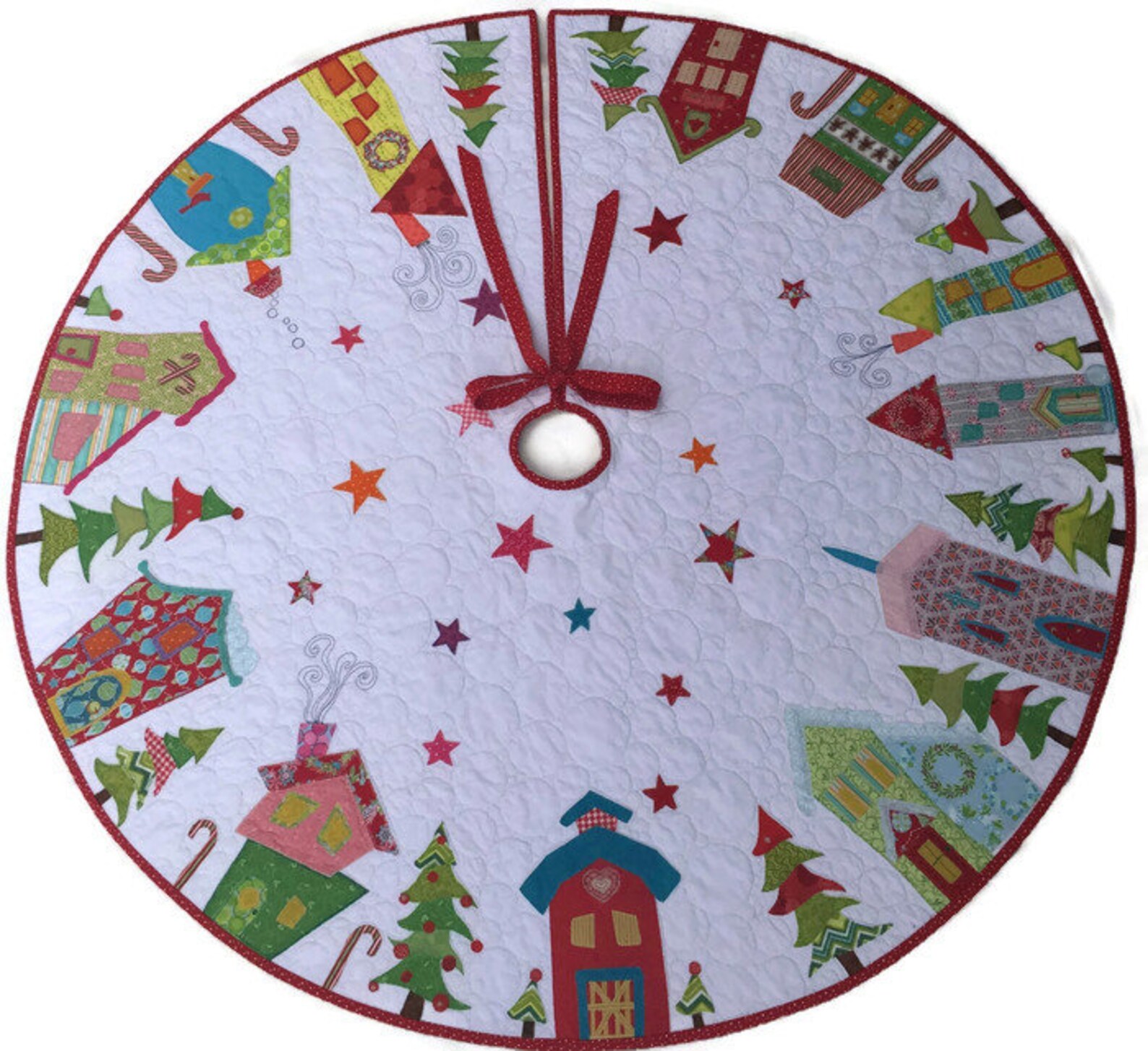Custom Christmas Tree Skirt Whimsical Houses Tree Skirt Etsy Canada