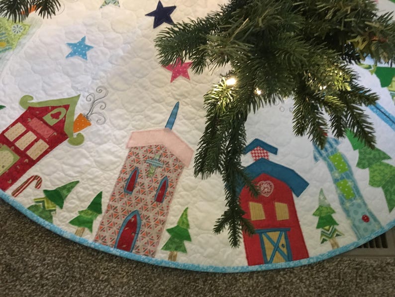 Custom Christmas Tree Skirt Whimsical Houses Tree Skirt Etsy