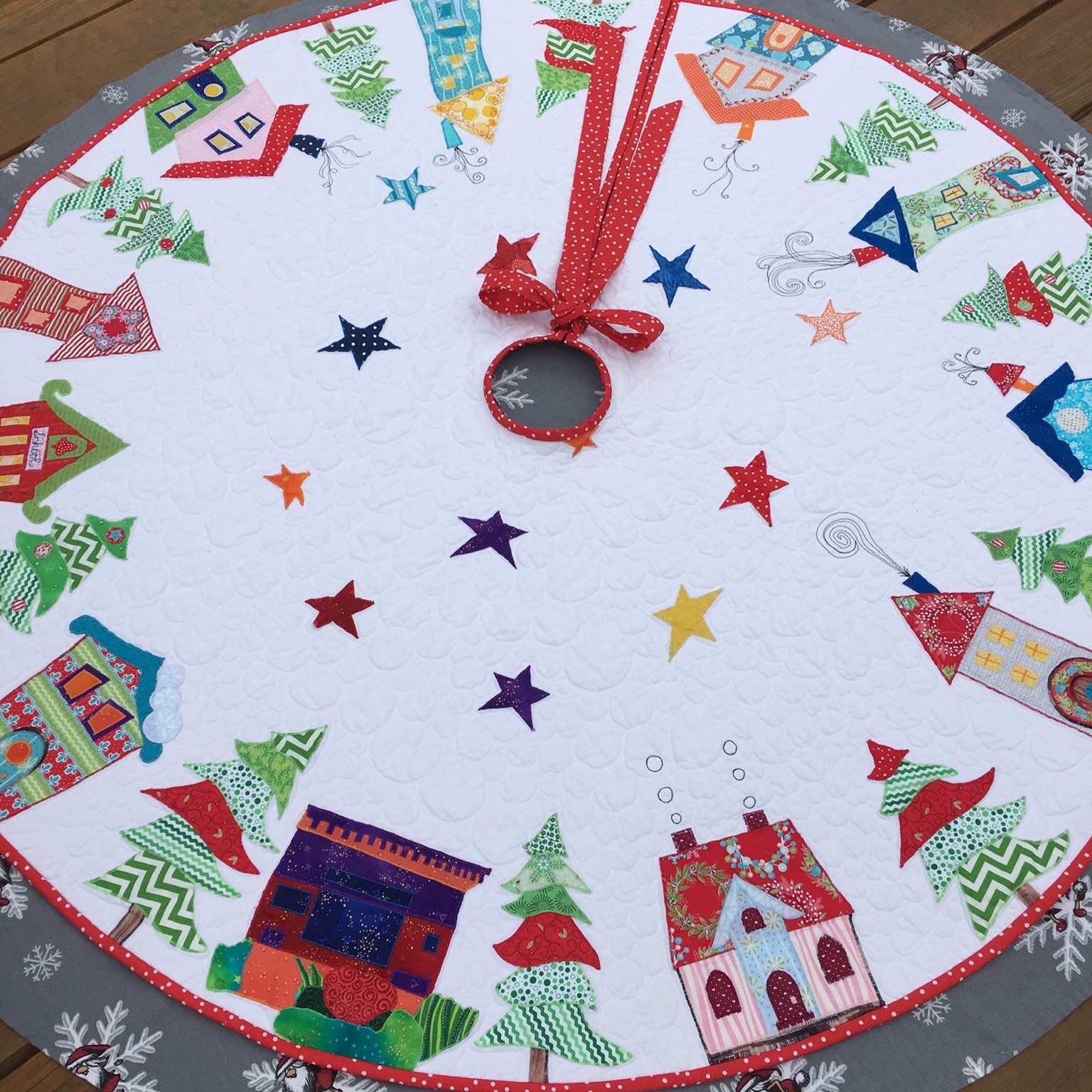 Custom Christmas Tree Skirt Whimsical Houses Tree Skirt Etsy Canada