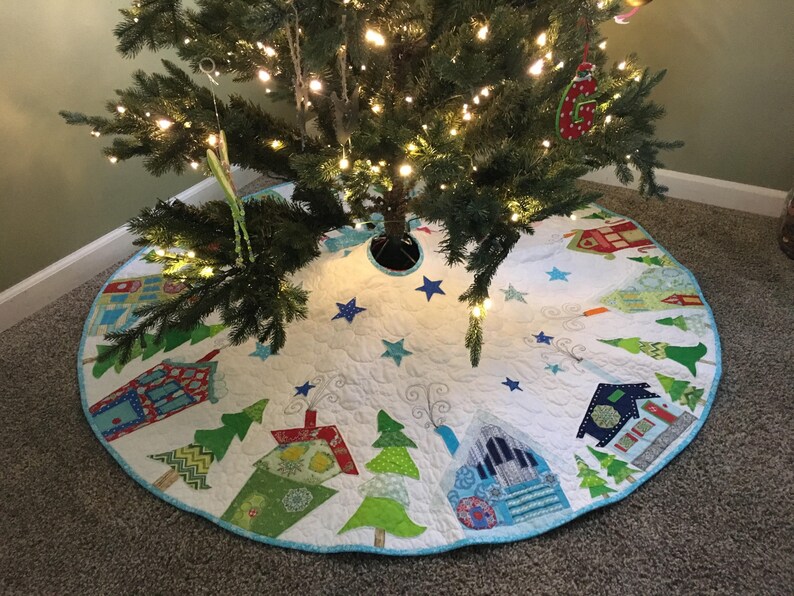 Custom Christmas Tree Skirt Whimsical Houses Tree Skirt Etsy