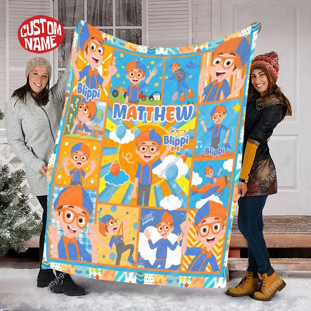 Personalized Blippi Quilt Blanket Custom Blippi Birthday Etsy