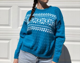 Vintage 90s teal ramie sweater by Croquet