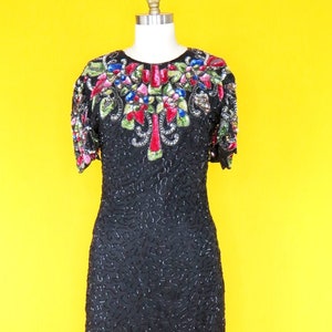 Vintage 1980s Beaded Cocktail Dress image 1