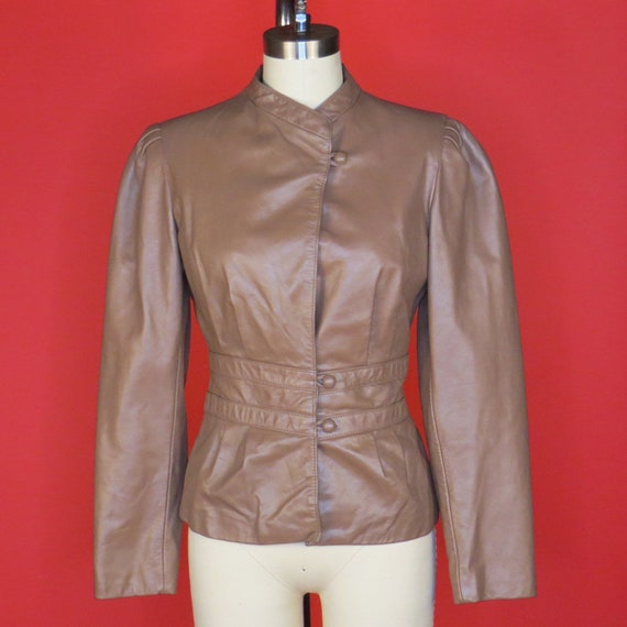 Vintage 80's does the 40's Light Brown Leather Ja… - image 5