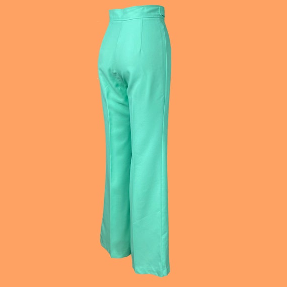 Vintage 70's Sea Foam Green Bell Bottoms - image 6