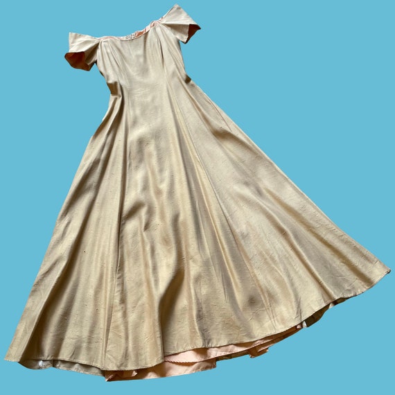 Vintage 70's Golden Taupe Evening Dress - image 6
