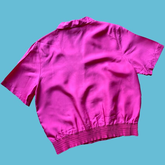 80’s Vintage Hot Pink Silk Blouse - image 2