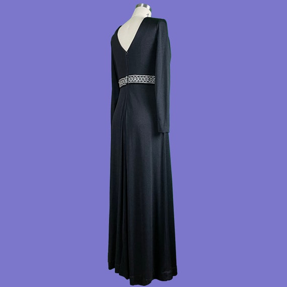 Vintage 60's Black Empire Waist Dress with Decora… - image 6