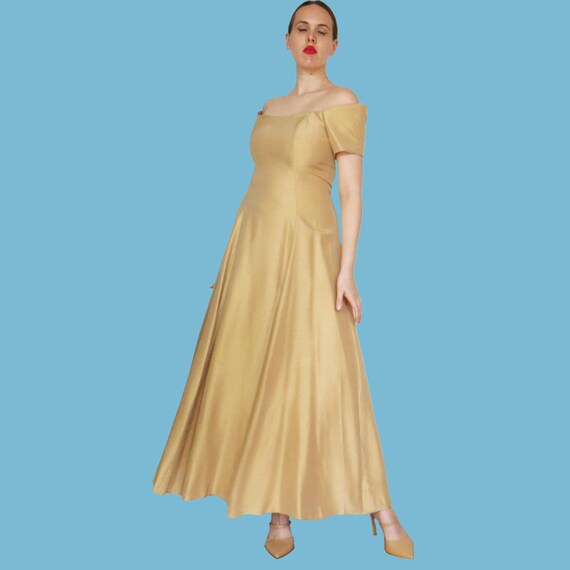 Vintage 70's Golden Taupe Evening Dress - image 4