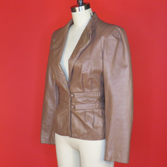 Vintage 80's does the 40's Light Brown Leather Ja… - image 6