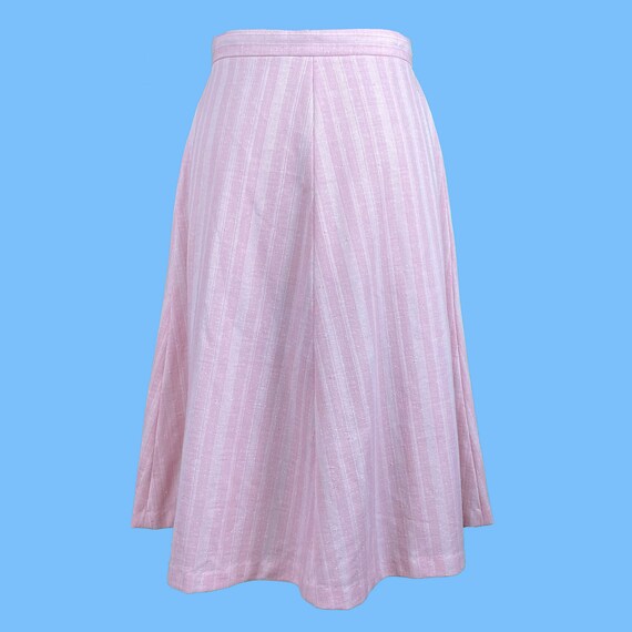 70s Pink and White Woven Striped Flared Skirt