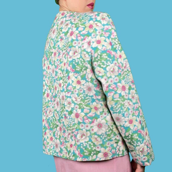 80s Vintage Pastel Floral Jacket - image 3