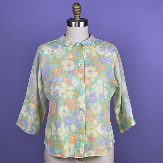 Vintage 60’s Psychedelic Pastel Floral Shirt. - image 3