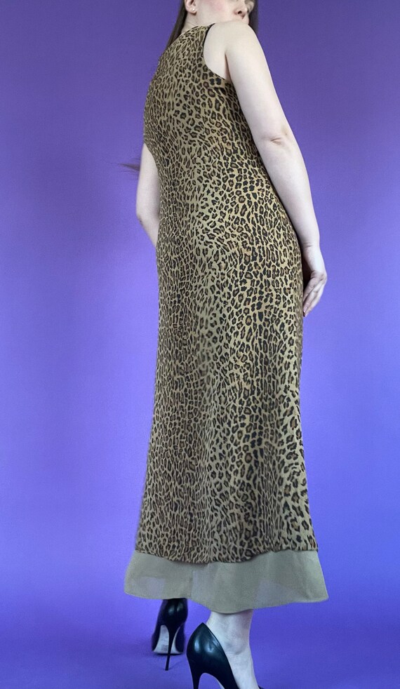 90s Sleeveless Leopard Print Maxi Dress - image 3