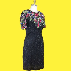 Vintage 1980s Beaded Cocktail Dress image 9