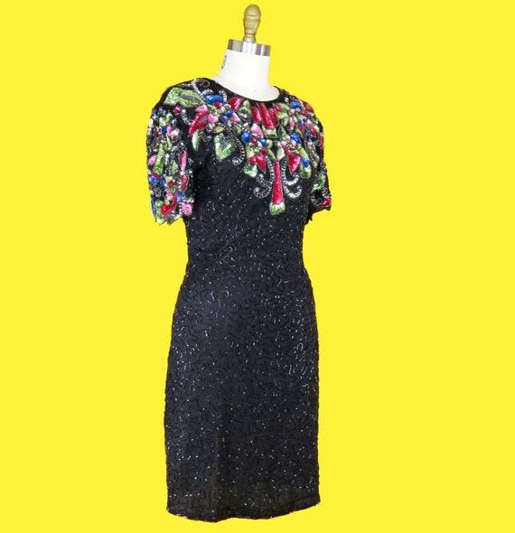 Vintage 1980s Beaded Cocktail Dress - image 9