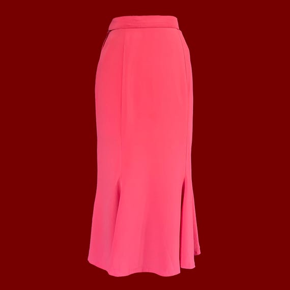 70s Coral Trumpet Skirt – Vintage High Waist Midi… - image 5