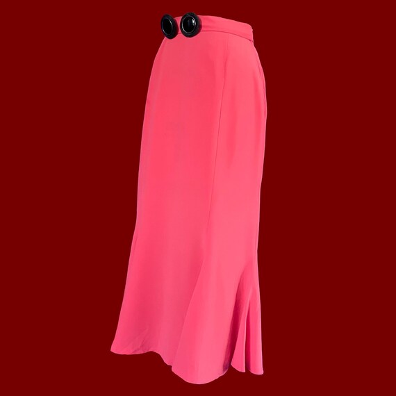 70s Coral Trumpet Skirt – Vintage High Waist Midi… - image 2