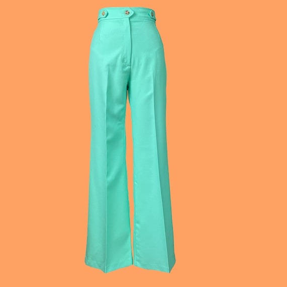 Vintage 70's Sea Foam Green Bell Bottoms - image 1