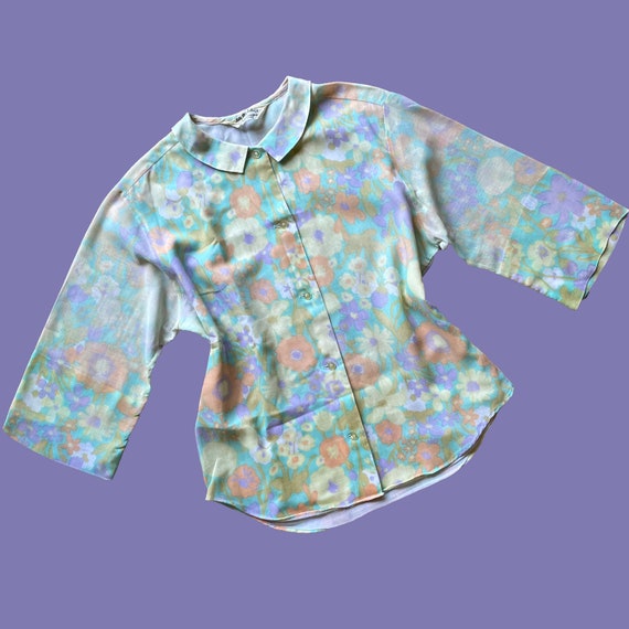 Vintage 60’s Psychedelic Pastel Floral Shirt. - image 9