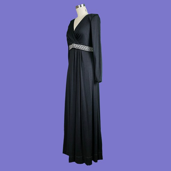 Vintage 60's Black Empire Waist Dress with Decora… - image 2