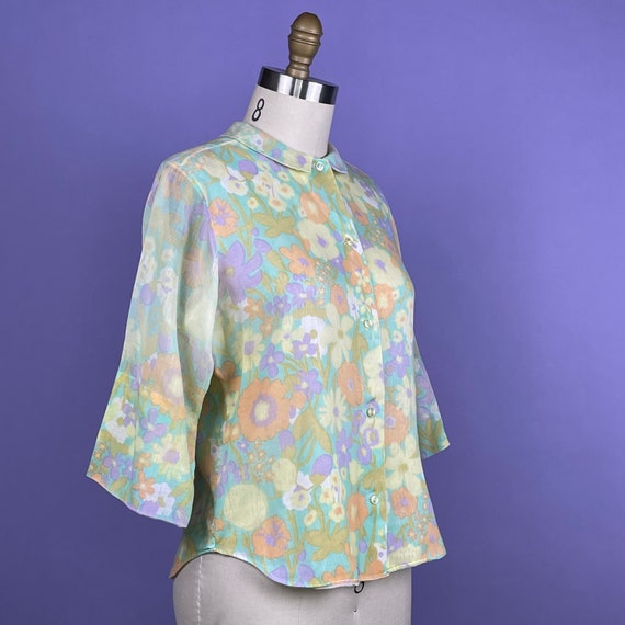 Vintage 60’s Psychedelic Pastel Floral Shirt. - image 4