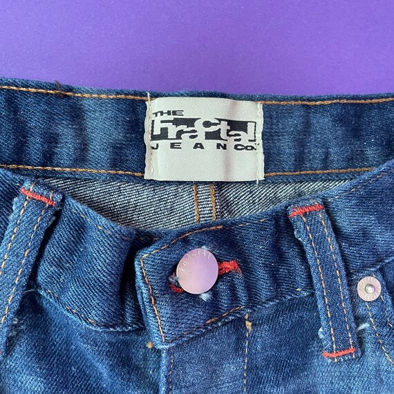90s Dark Wash Denim Laser Etched Flare Jeans by F… - image 5