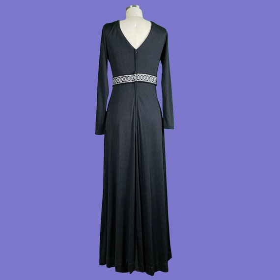 Vintage 60's Black Empire Waist Dress with Decora… - image 5