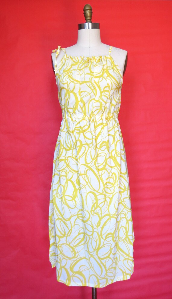 1960s Vintage Yellow & White Convertible Day Dress - image 5