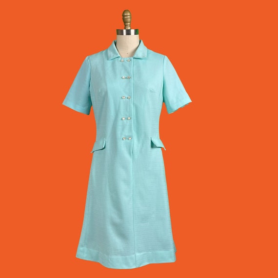 Vintage 60's Pastel Blue Mod Shift Dress - image 1